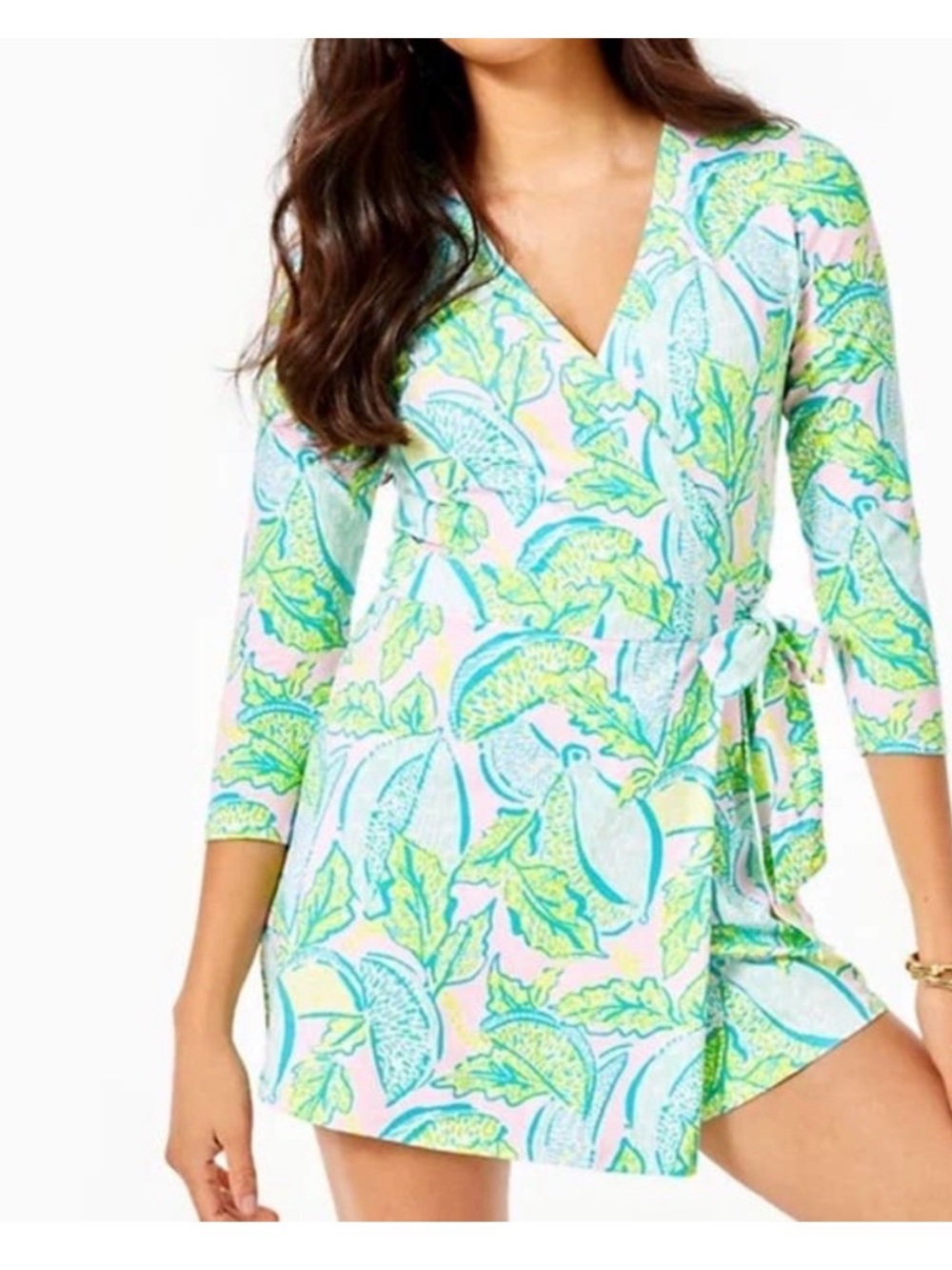 Lilly Pulitzer Karlie Wrap Urchin Pink Vitamin Sea Romper